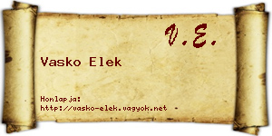 Vasko Elek névjegykártya
